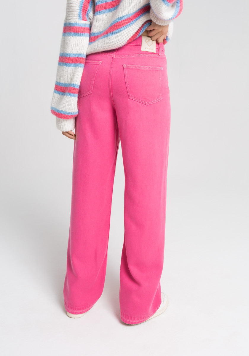 Jean Femme large fluide SILVA Fuchsia Made in portugal SONGE lab Dos
