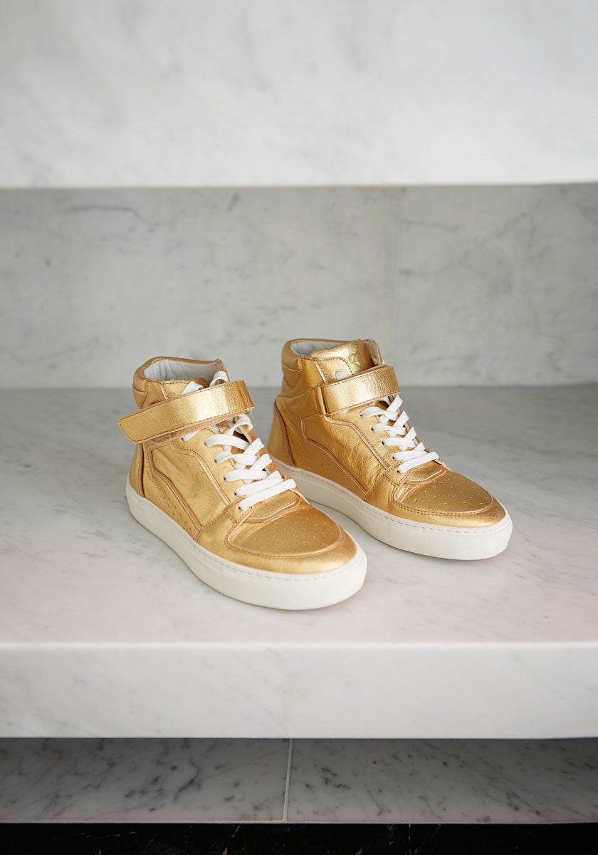 Sneakers montantes femme cuir ALMA Gold made in portugal SONGE Lab nature morte