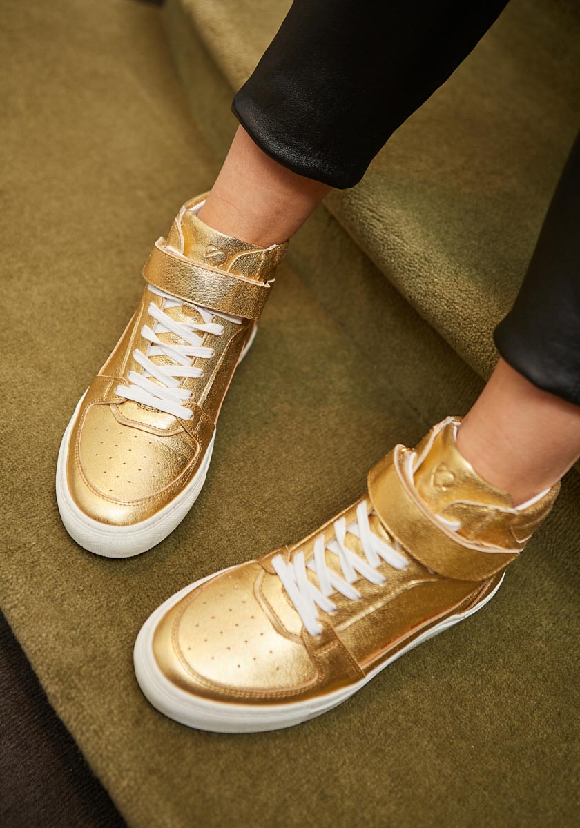 Sneakers montantes femme cuir ALMA Gold made in portugal SONGE Lab