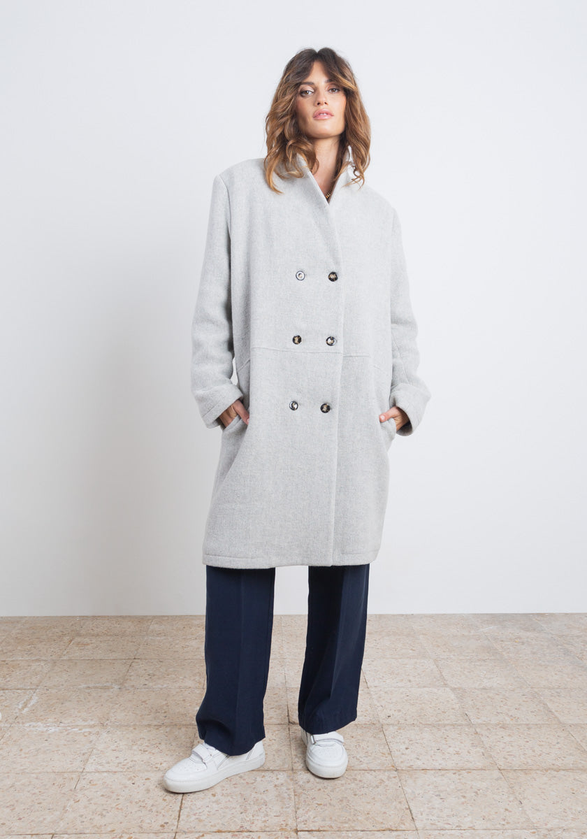 Manteau long femme BEIJO gris clair Made in France SONGE lab