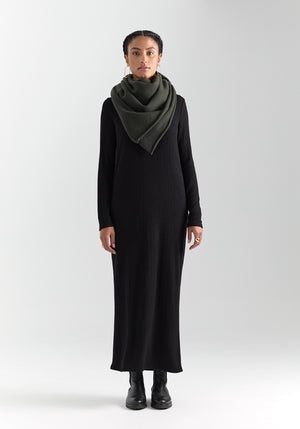 grand châle femme tricoté en france coloris vert olive laine et cachemire