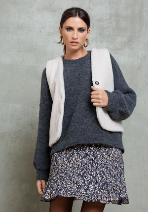 Jupe courte femme CARECA Tissu français imprimé wild dahlia Made in France SONGE lab