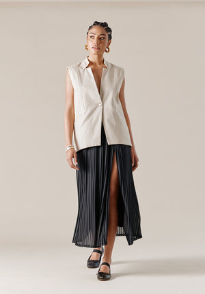 jupe longue plissée coloris noir made in france 