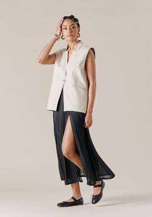 jupe longue plissée coloris noir made in france 