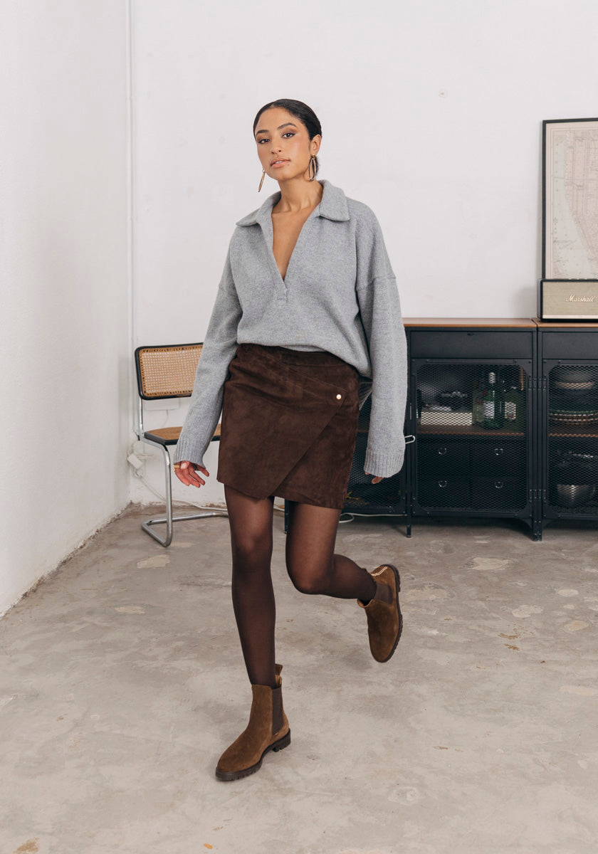 ★ SONGE Studio ★ Jupe cuir BAHRU Brown