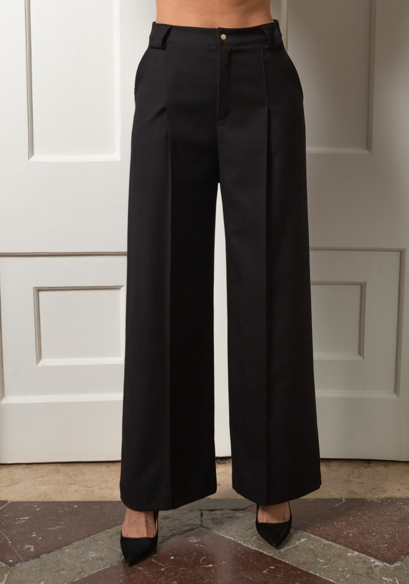 Pantalon ample plissé noir - Made in France
