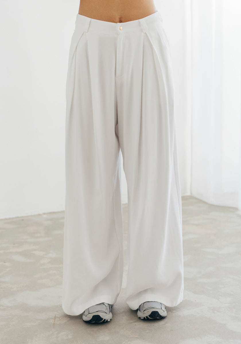 Pantalon large femme couleur blanc