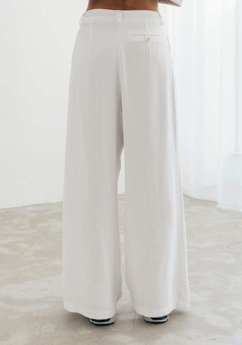 Pantalon large femme couleur blanc