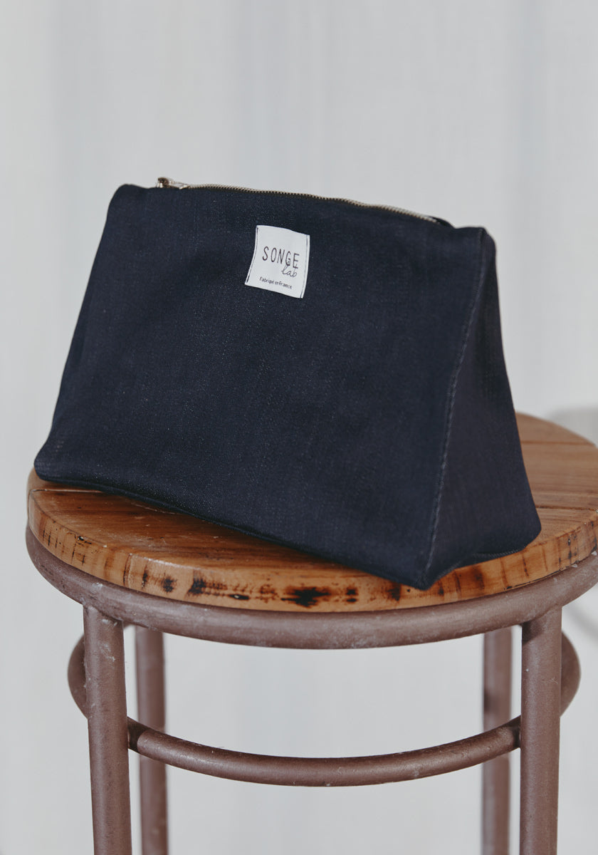 pochette main FOLGA en denim brut, made in france