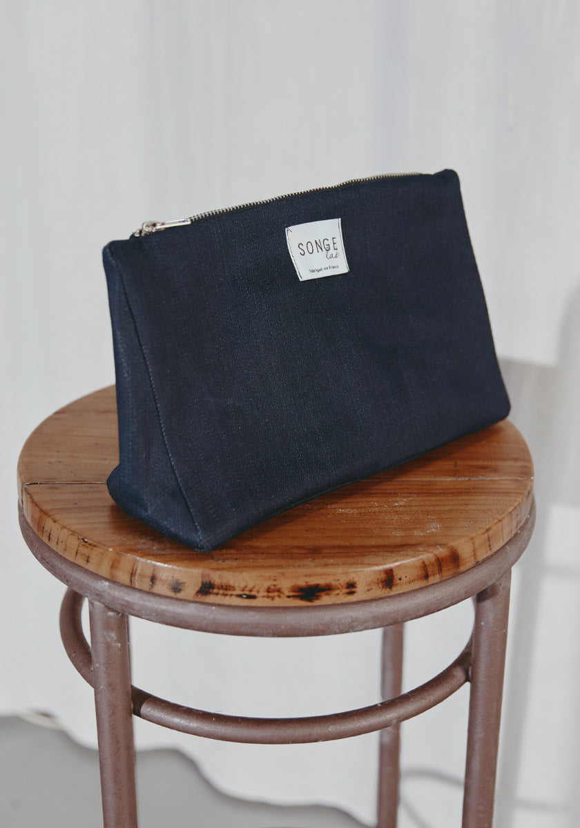 pochette main FOLGA en denim brut, made in france