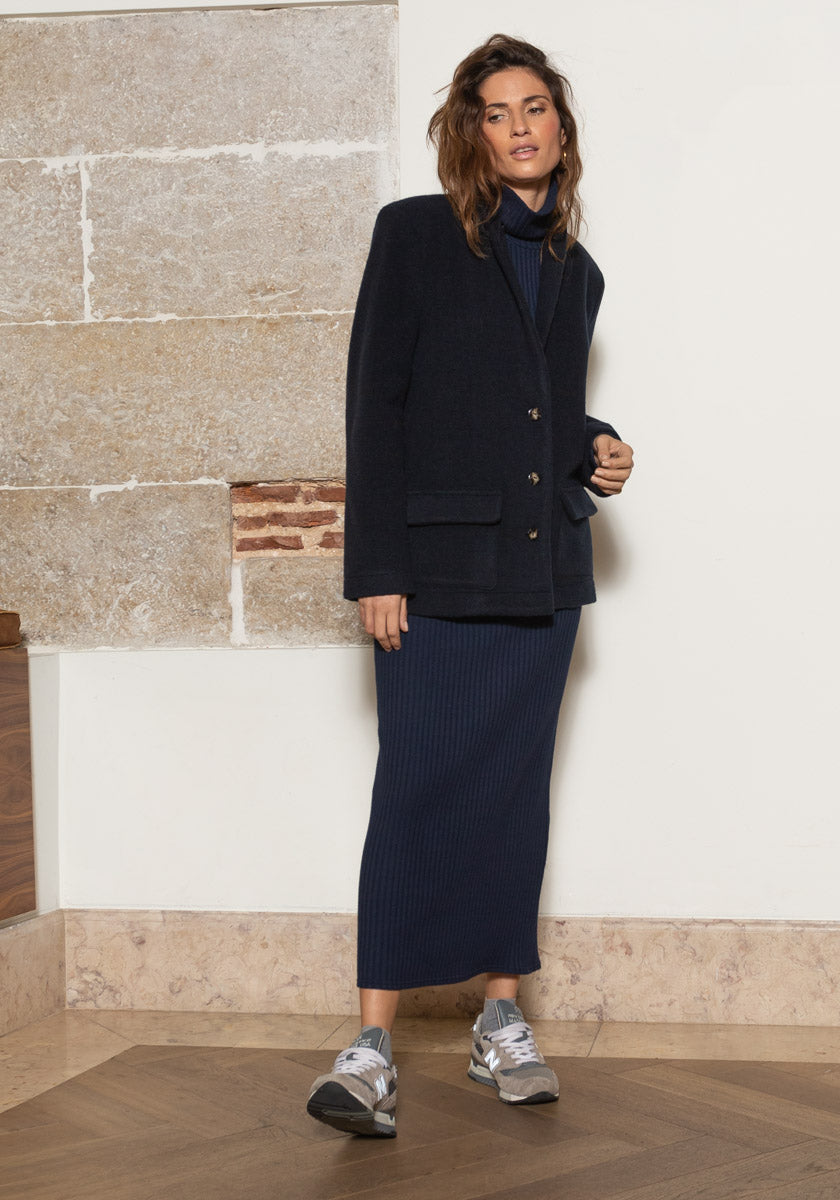 Robe-pull chaussette MINHO Navy Made in france SONGE lab