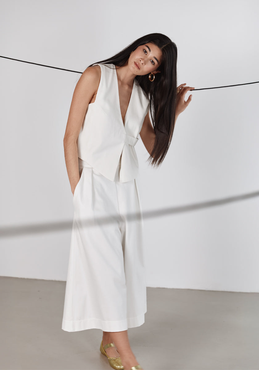Jupe culotte femme REGRA coloris blanc made in france 100% coton SONGE lab