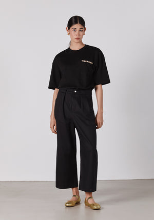 pantalon femme MEDDO black 7/8 coupe coton made in france 