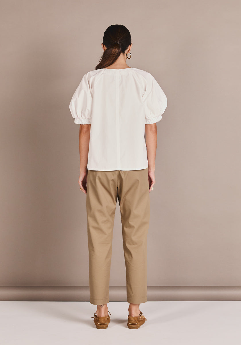 Top DESTRA white made in france top col v 100% coton blanc 