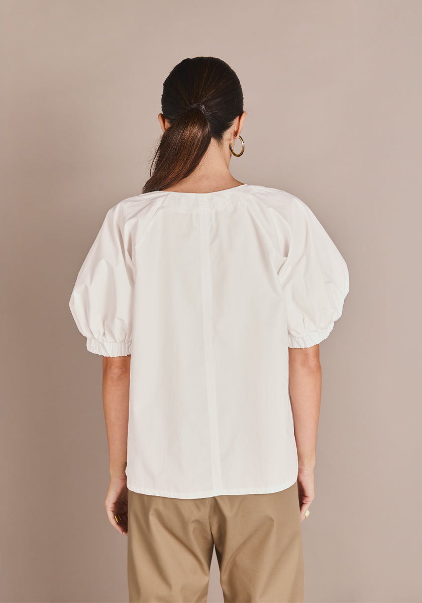 Top DESTRA white made in france top col v 100% coton blanc 