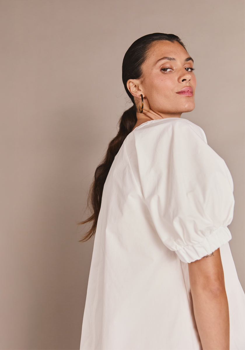 Top DESTRA white made in france top col v 100% coton blanc 