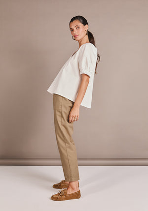 Top DESTRA white made in france top col v 100% coton blanc 