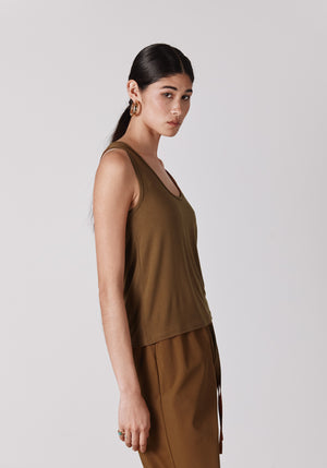 Top NEVE couleur cognac, débardeur tissu léger made in france SONGE lab