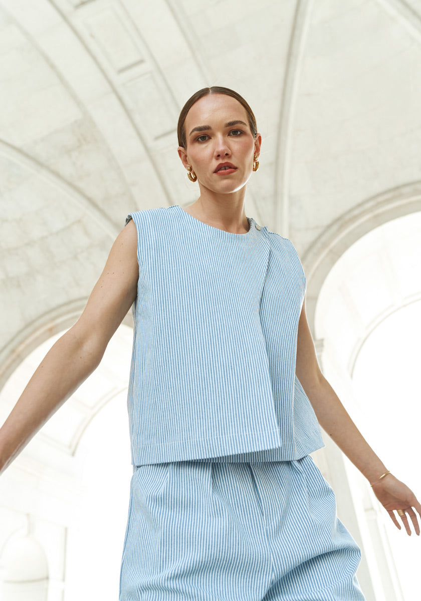 Top VOZ Light Blue stripes