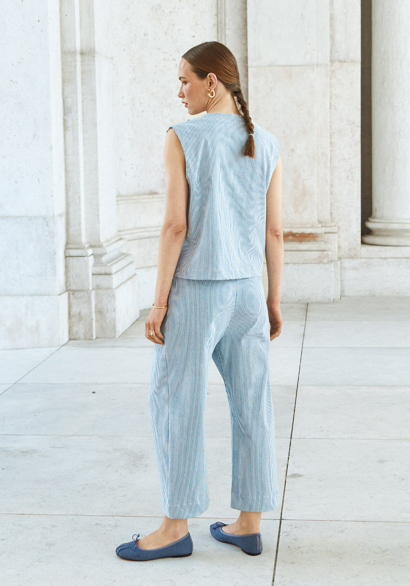 Pantalon MEDDO Light blue stripes