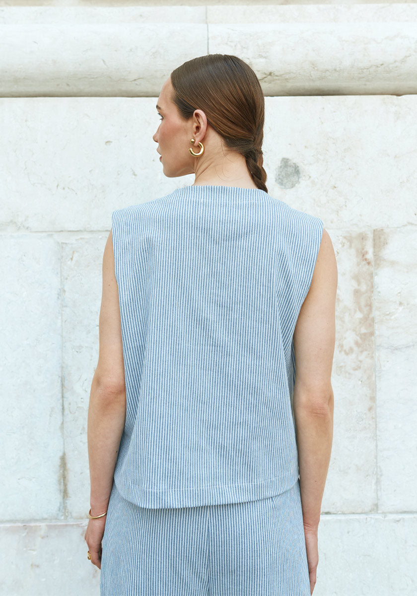 Top VOZ Light Blue stripes