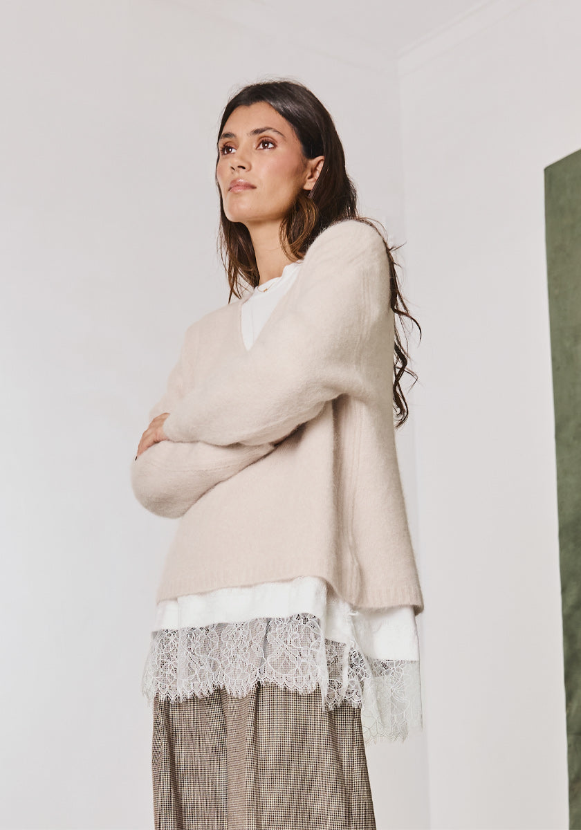 Tee LOPORO Dentelle white