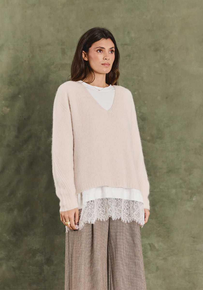 Tee LOPORO Dentelle white