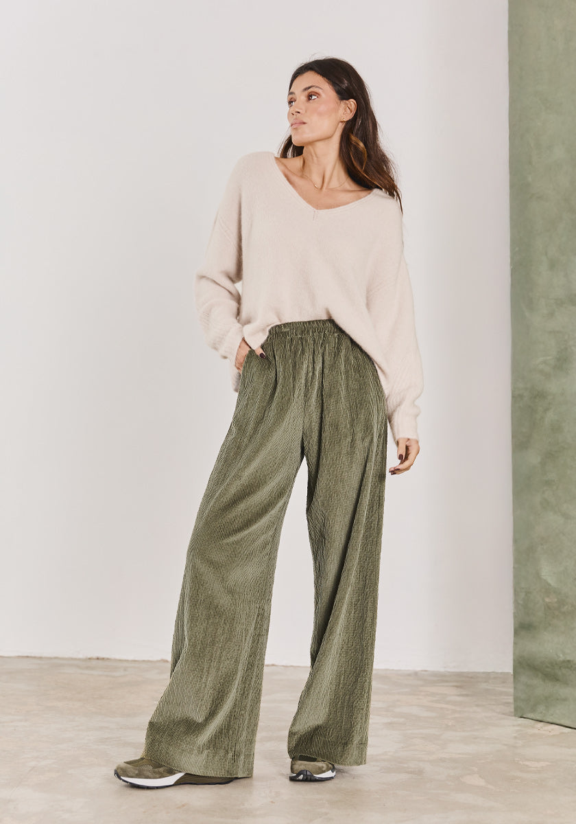 Pantalon LIRIO Velours Sauge