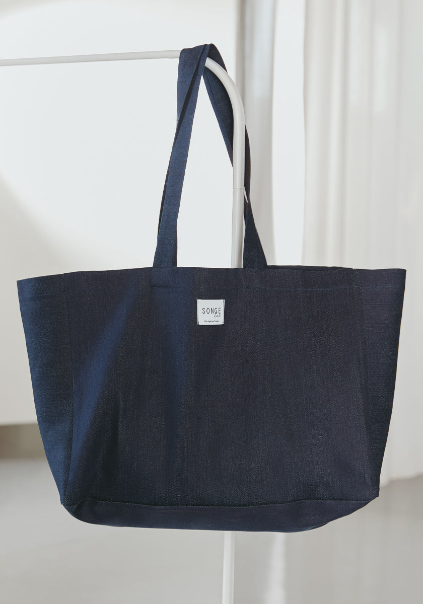 tote bag sac femme denim brut 100% made in france, capacité et rubustesse