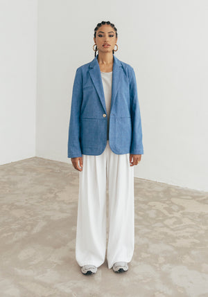 Veste blazer femme couleur Denim blue