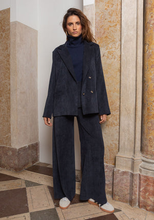 Veste PERAL tissu milleraies cotelé Navy Made in France SONGE lab