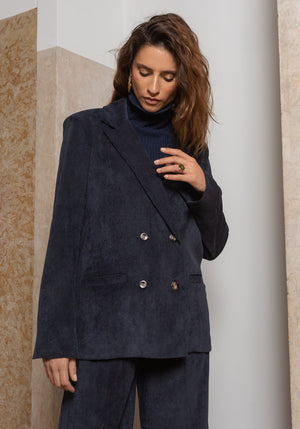 Veste PERAL tissu milleraies cotelé Navy Made in France SONGE lab