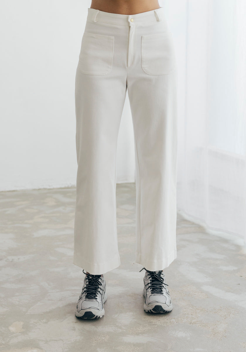 Pantalon longueur 7/8ème femme couleur blanc