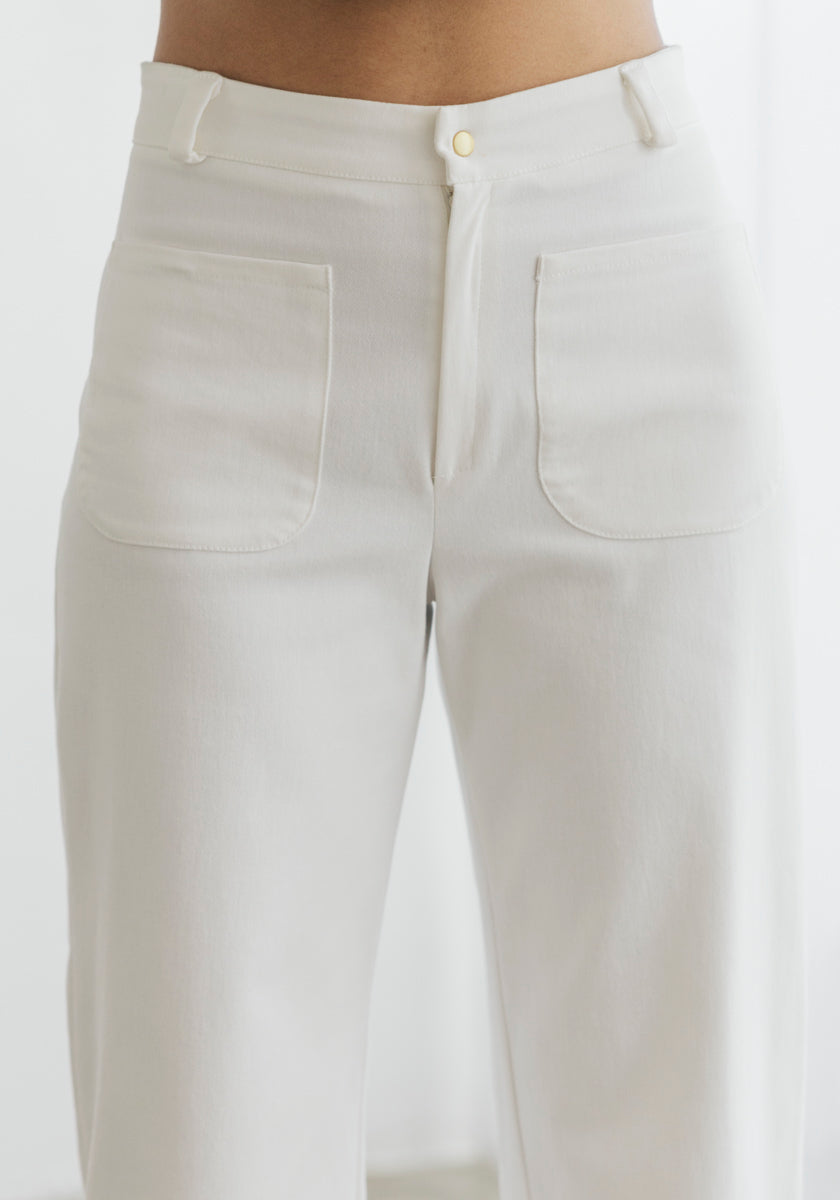 Pantalon longueur 7/8ème femme couleur blanc