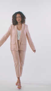 Pantalon FAZ femme coupe confortable poches côté et ceinture élastiquée coloris Gold pink lurex Made in France SONGE lab vidéo