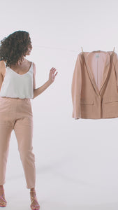Veste femme CASAL coloris gold pink lurex tissu français col châle  poches plaquées et pressions sur poches MAde in France SONGE lab vidéo