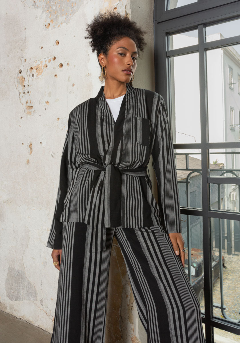Veste Kimono MORENA Black Stripes