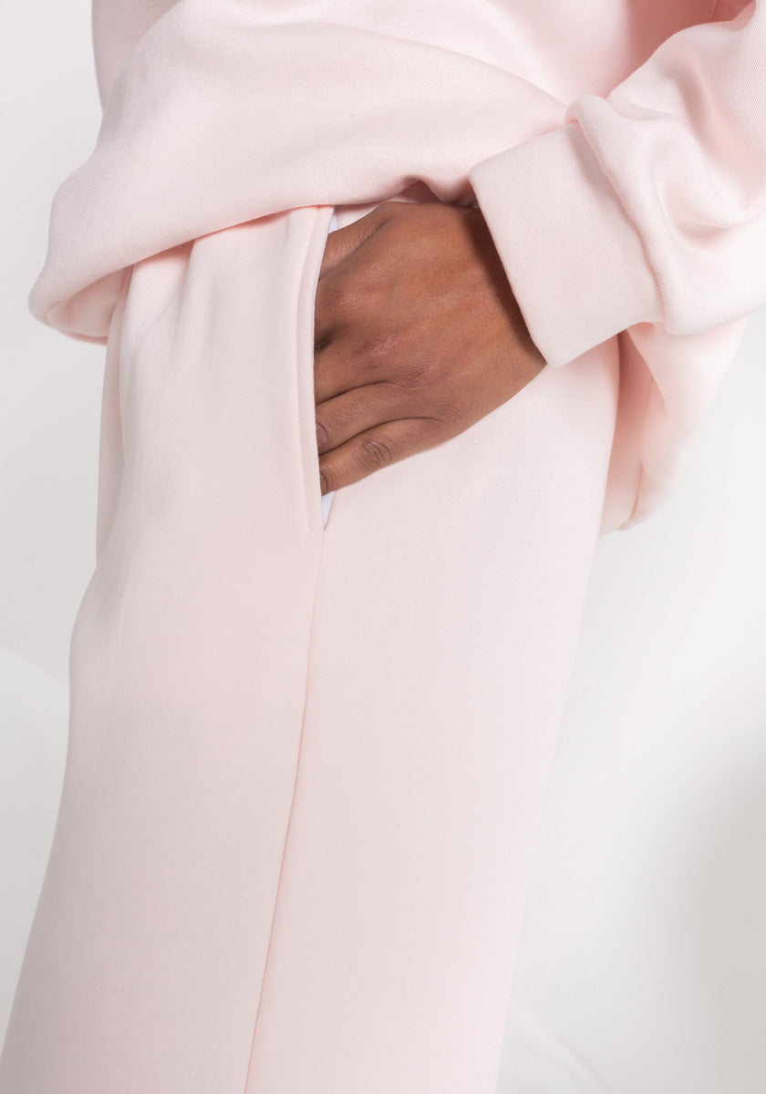 Pantalon sweat bas jogging femme coloris rose clair VASCO Made in france SONGE lab détail poche