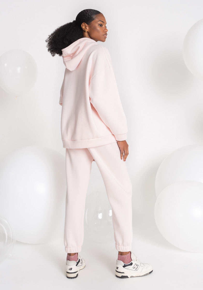 Pantalon sweat bas jogging femme coloris rose clair VASCO Made in france SONGE lab silhouette dos