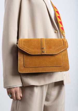 Sac à main femme camel détails bandoulière motif ikat red SONGE lab