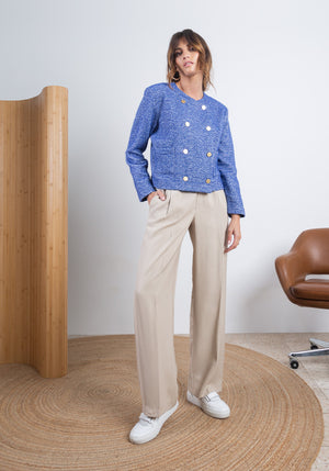 Veste femme RAINHA Bleu détails boutons dorés SONGE lab